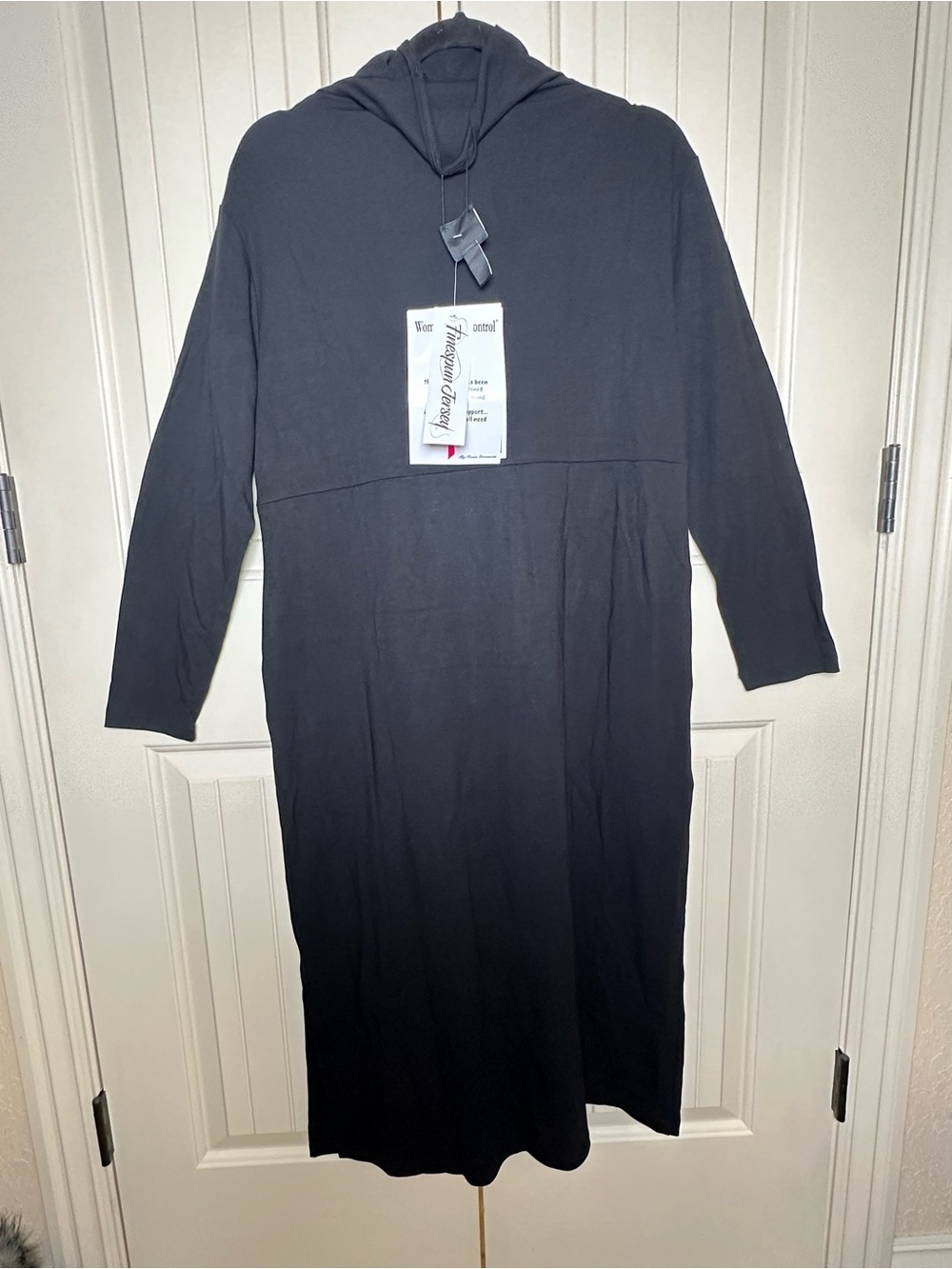 Women with Control Sz L Petite Finespun Jersey Tummy Control Midi Black Dress - Picture 8 of 15
